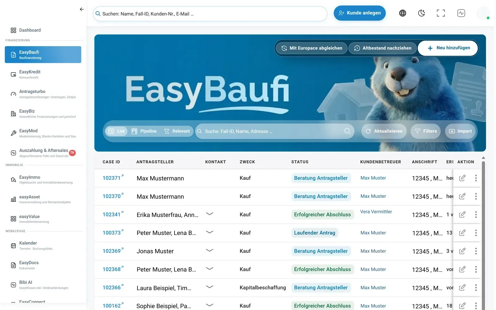 EasyBaufi in der EasyFin-Suite