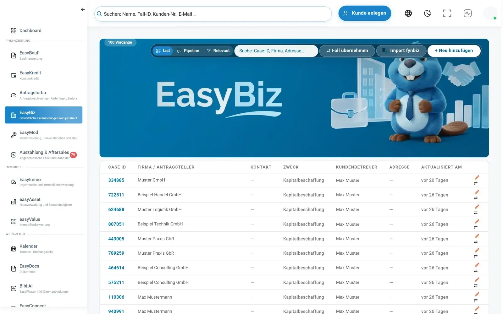 EasyBiz in der EasyFin-Suite