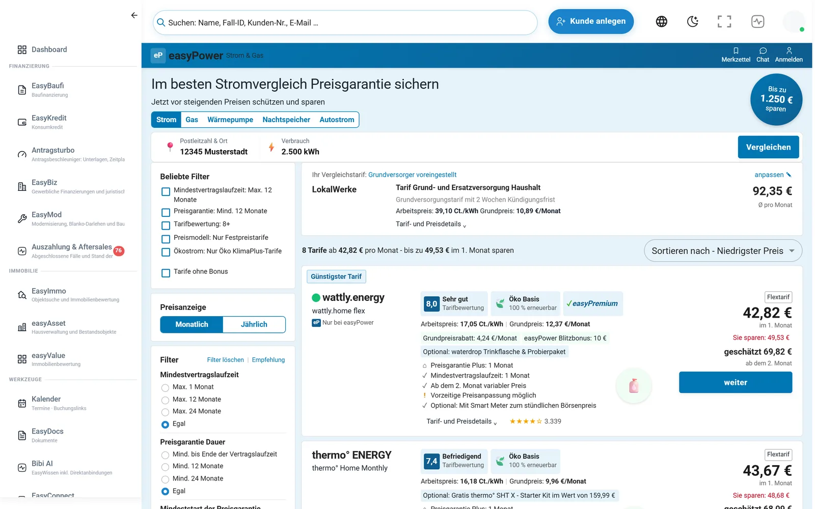 EasyPower in der EasyFin-Suite