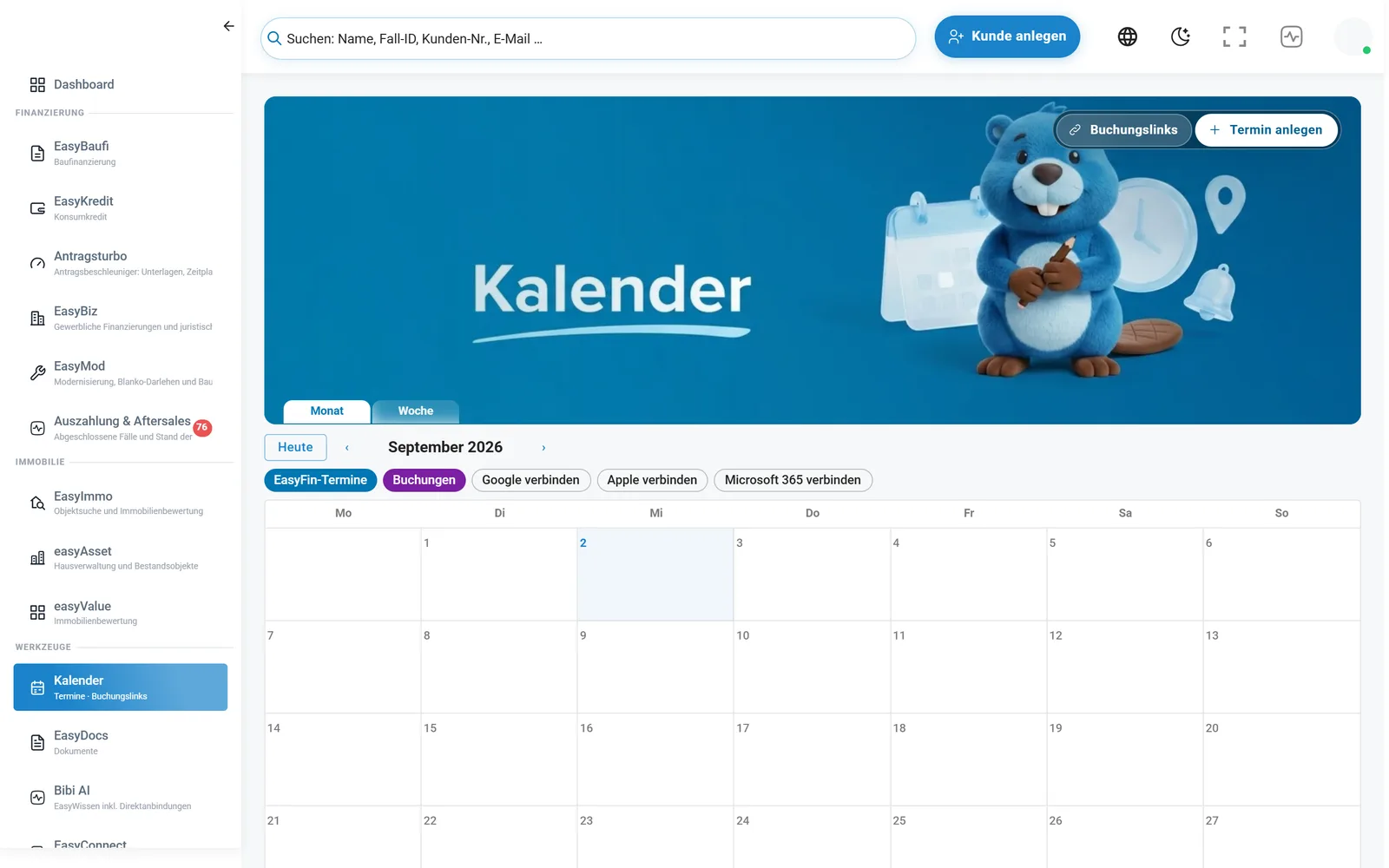 Kalender & Terminbuchung in der EasyFin-Suite