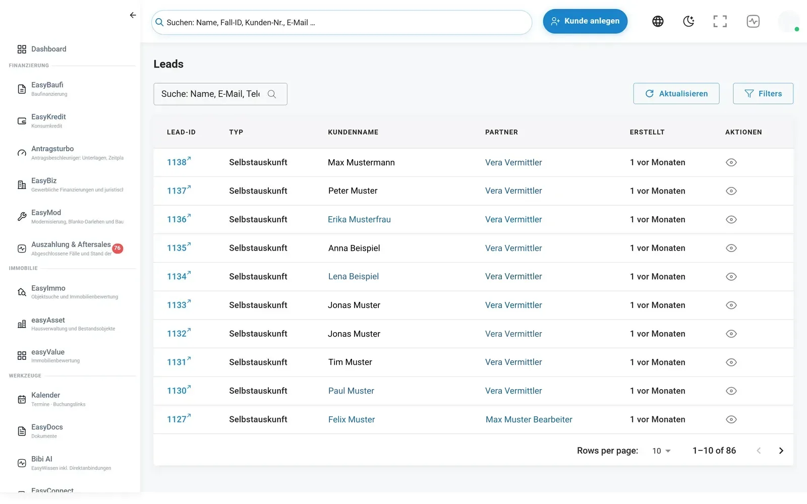 Leads in der EasyFin-Suite